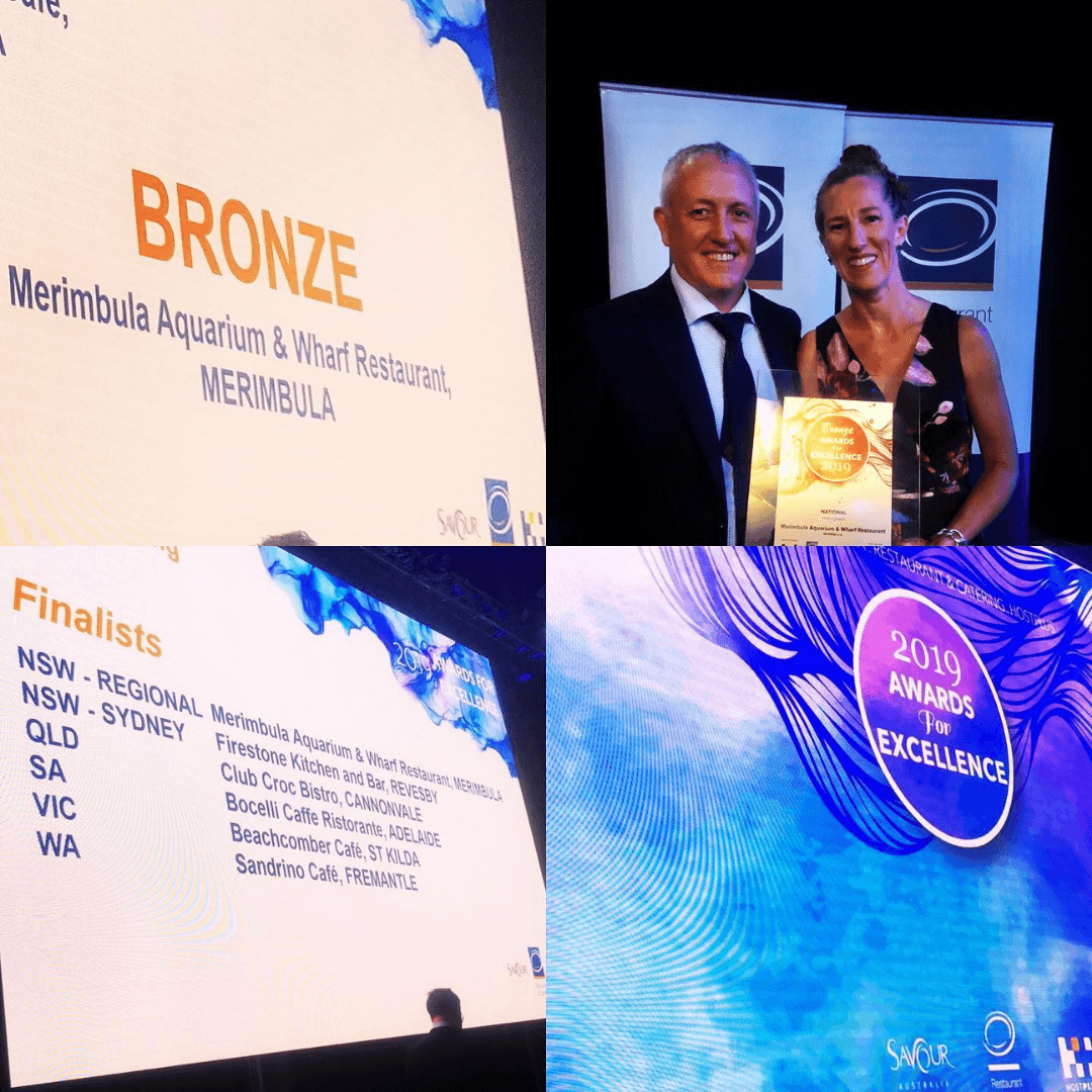 Collage of images including a bronze award plaque, a screen showing finalists list, and a screen with '2019 Awards for Excellence' text.